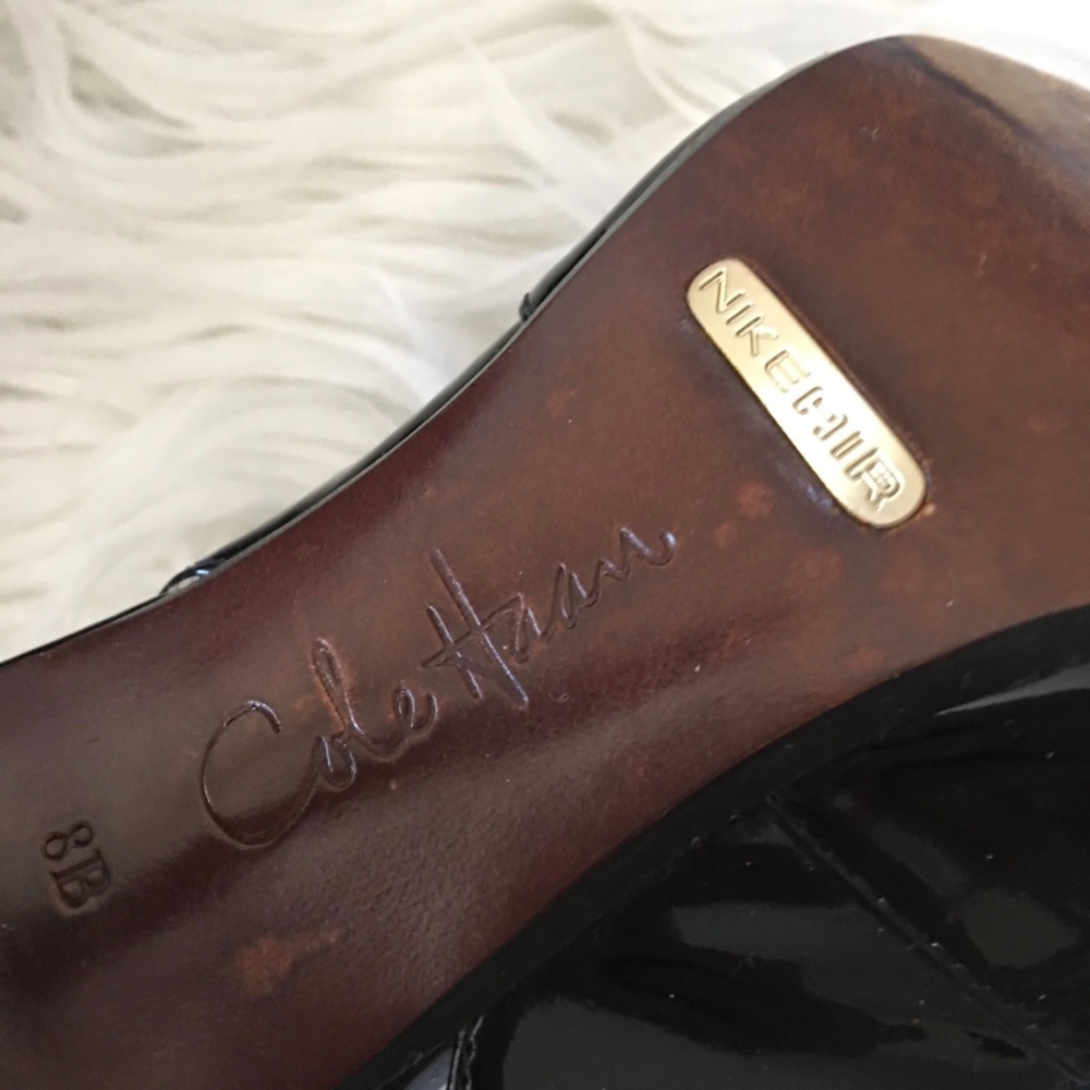 Cole Haan + Nike Air Open Toe Black Patent Leather - Picture 11 of 12